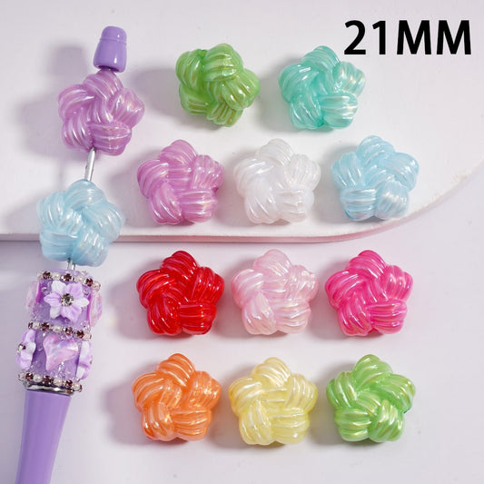 Acrylic Beads Shiny Cute Star of Yarn Shape Multi-Color 21MM (Single Color is available for 200pcs(whole bag)Only)