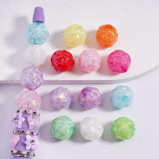 Acrylic Beads Glossy Cute Ball of Yarn Shape Multi-Color 16MM (Single Color is available for 200pcs(whole bag)Only)