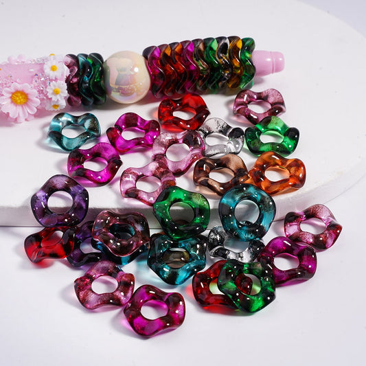 Spacer Acrylic Beads Wave Shape Large Hole Dark Color Series 16MM (Single Color is available for 500pcs(whole bag)Only)
