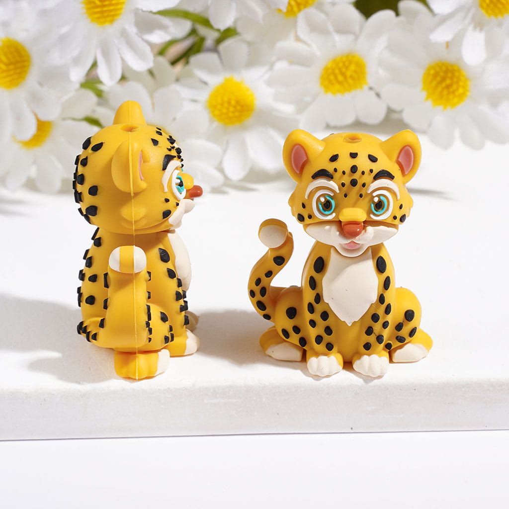 3D Cheetah Deer Zerbra Cow Animals Series Silicone Focal Beads