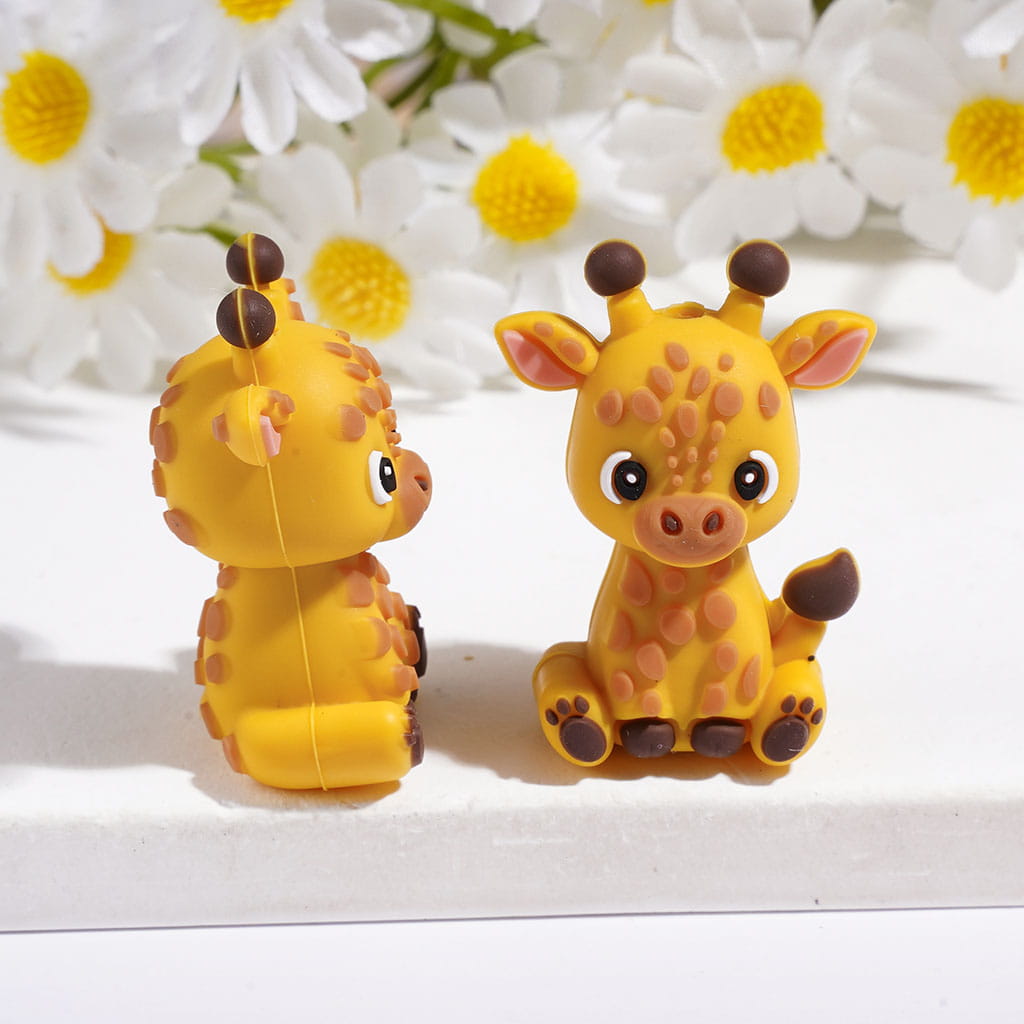 3D Cheetah Deer Zerbra Cow Animals Series Silicone Focal Beads