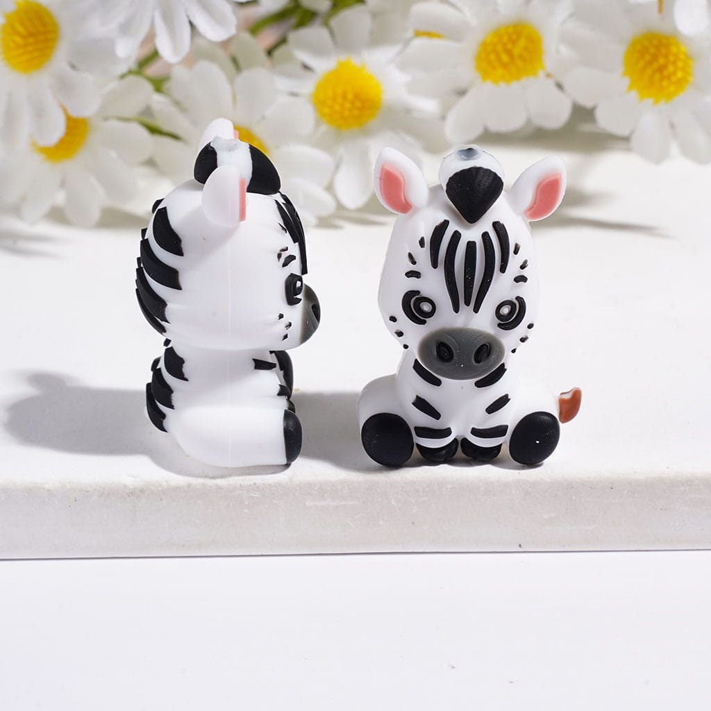 3D Cheetah Deer Zerbra Cow Animals Series Silicone Focal Beads