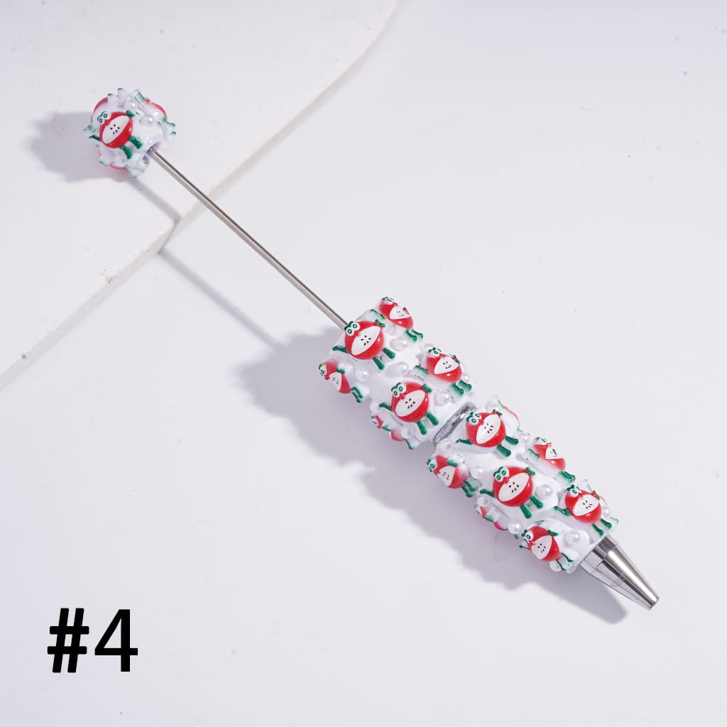 Beadable Clay Pens with Cute Fruit Characters in Various Types and White Pearls