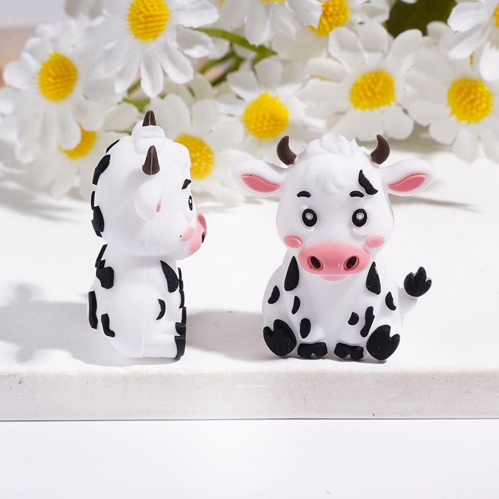 3D Cheetah Deer Zerbra Cow Animals Series Silicone Focal Beads