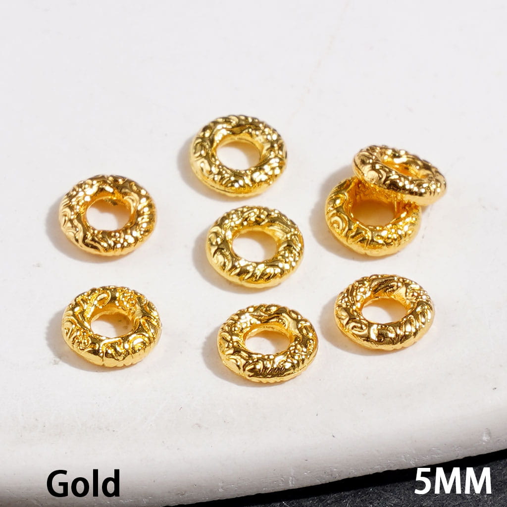 Metal Spacer Beads with Swirl Texture, 5MM, Silver and Gold