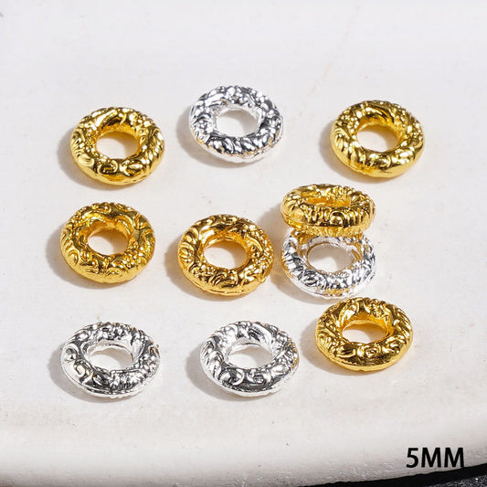 Metal Spacer Beads with Swirl Texture, 5MM, Silver and Gold