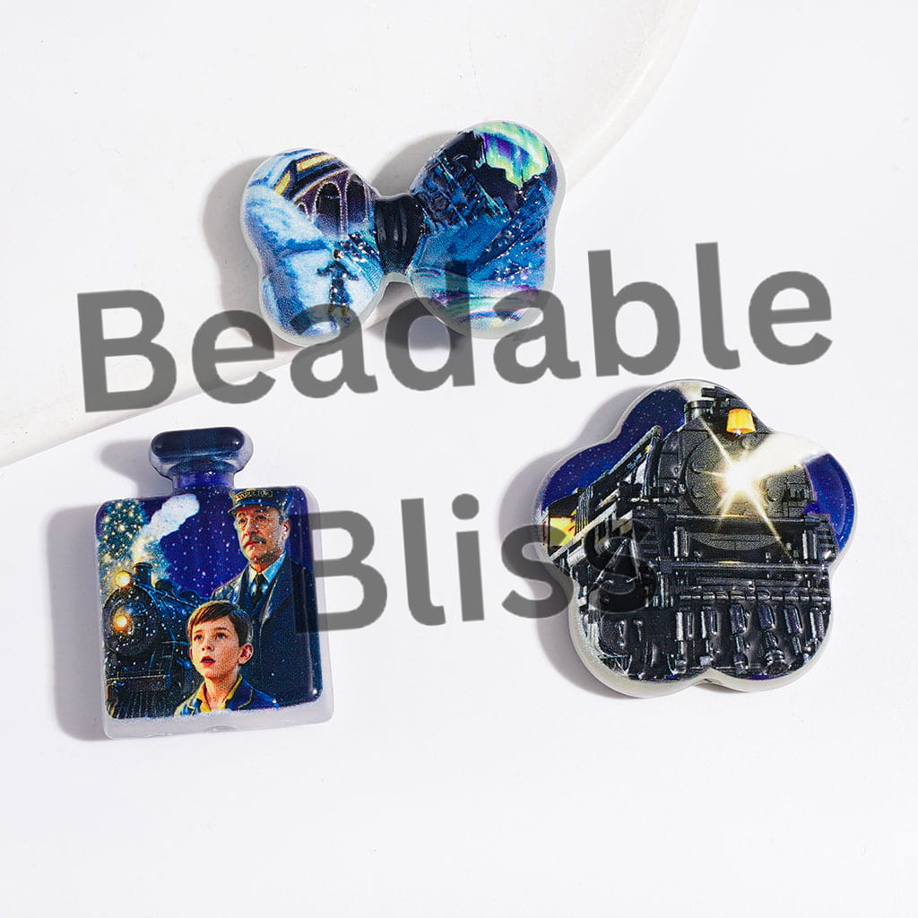 Acrylic Beads and Pendants Polar Express in Blue Series, Random Mix