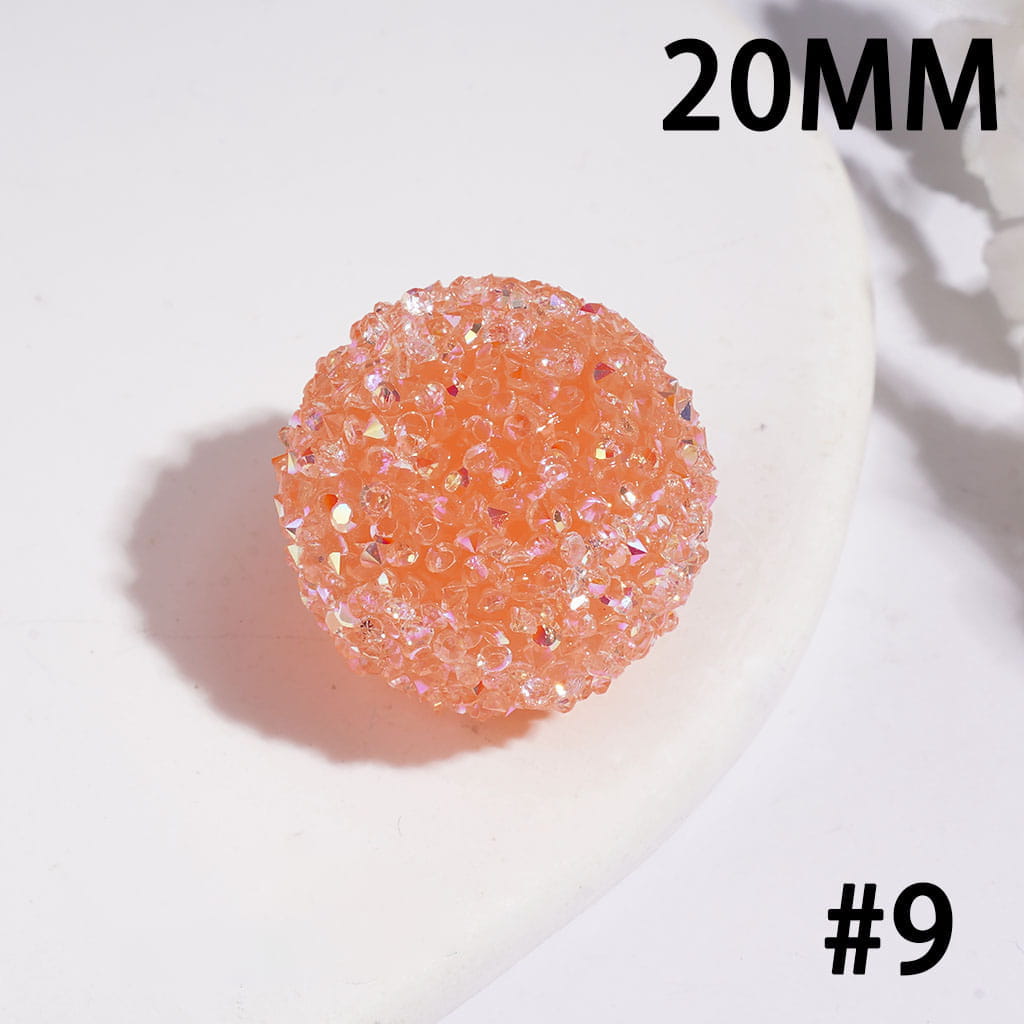 Hand-Made Acrylic Sugar Beads with Cone Shaped AB Rhinestones, Around 20MM Multi-Color