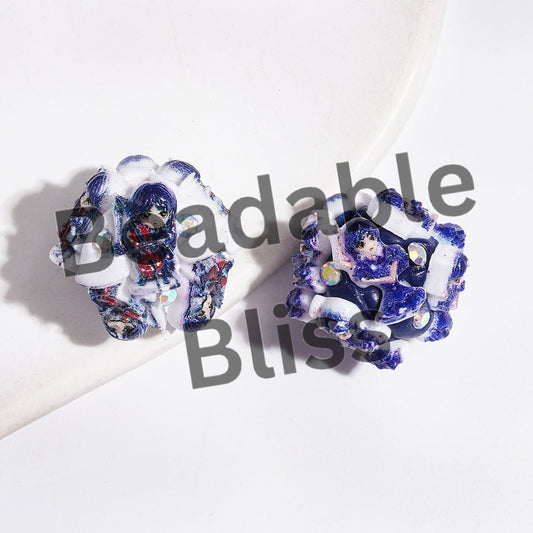 American Transnatural Horror Comedy Characters & AB Rhinestones Clay Beads, Blue Series, Random Mix
