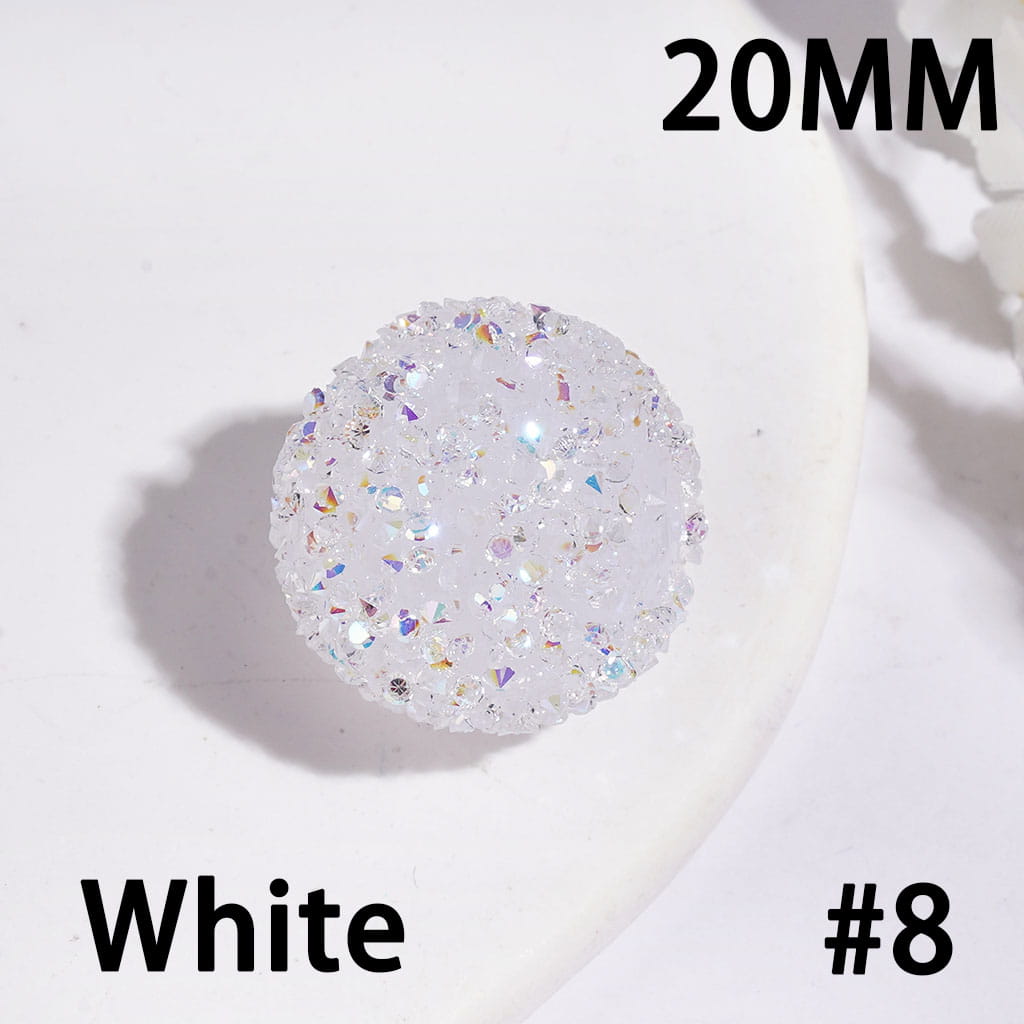 Hand-Made Acrylic Sugar Beads with Cone Shaped AB Rhinestones, 20MM Multi-Color