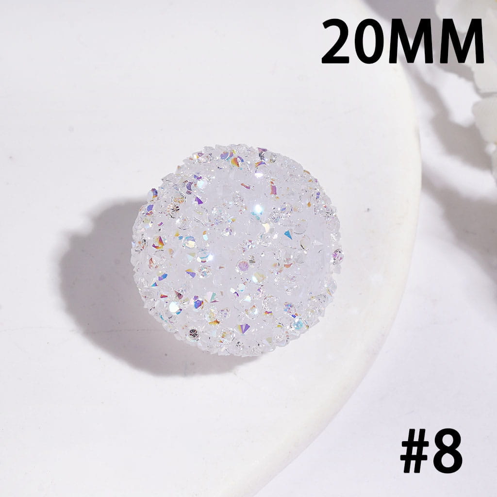 Hand-Made Acrylic Sugar Beads with Cone Shaped AB Rhinestones, Around 20MM Multi-Color