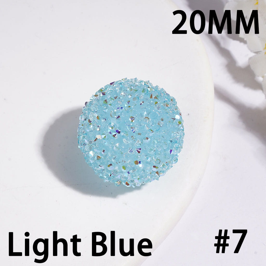 Hand-Made Acrylic Sugar Beads with Cone Shaped AB Rhinestones, 20MM Multi-Color