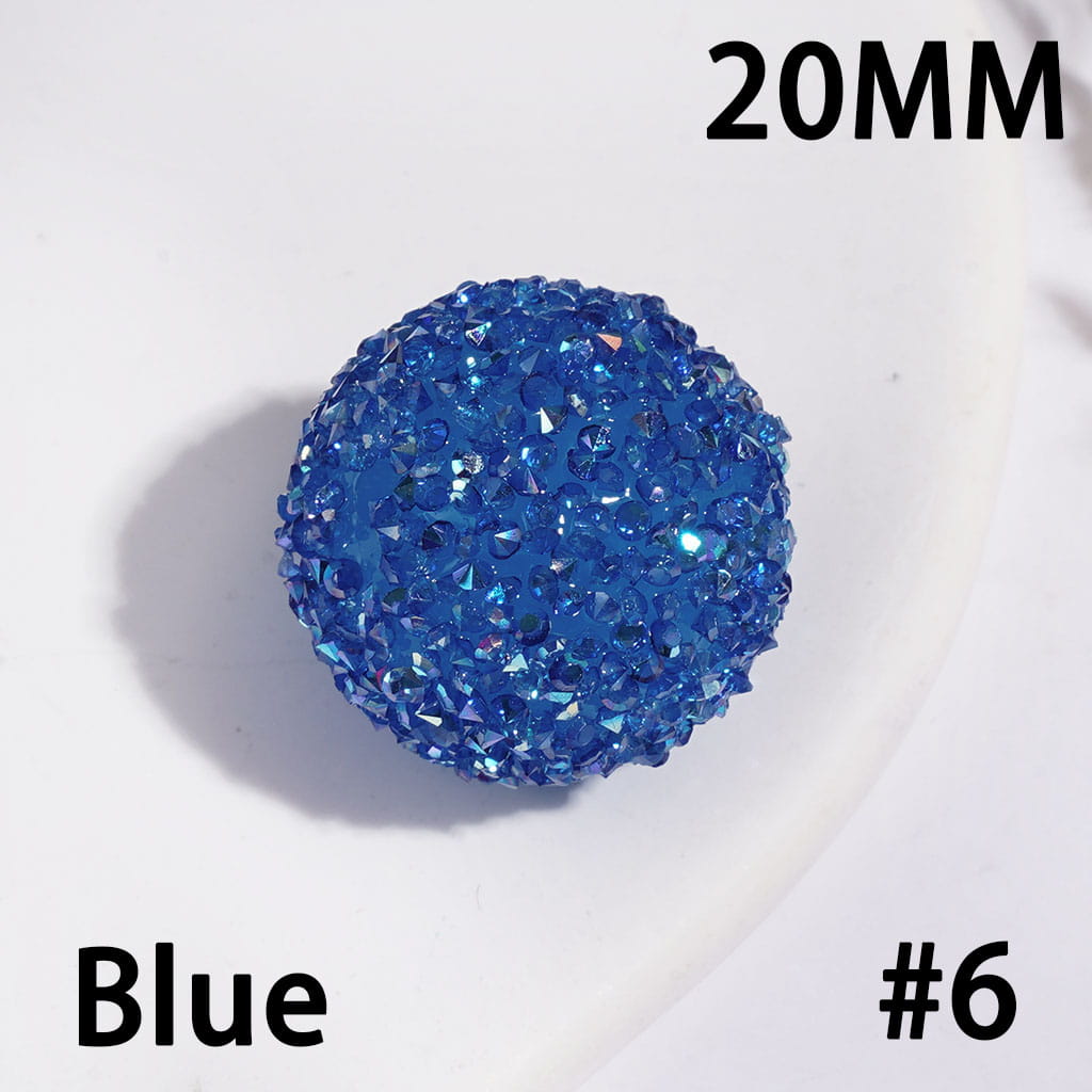 Hand-Made Acrylic Sugar Beads with Cone Shaped AB Rhinestones, 20MM Multi-Color