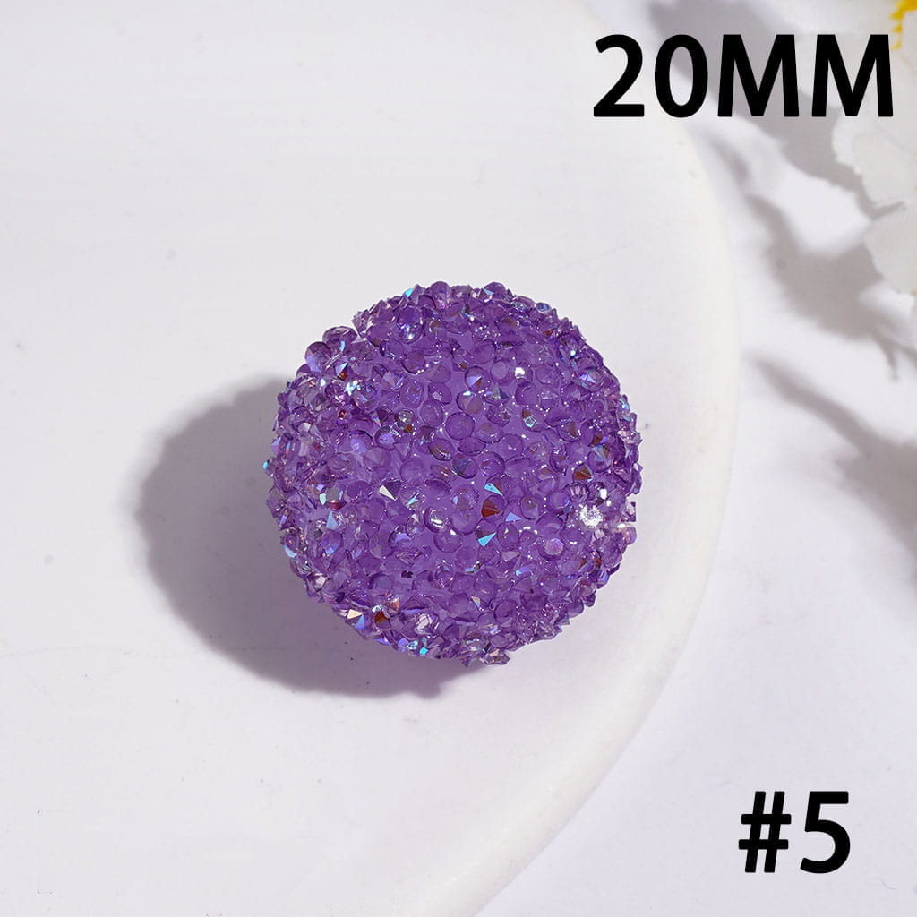Hand-Made Acrylic Sugar Beads with Cone Shaped AB Rhinestones, Around 20MM Multi-Color