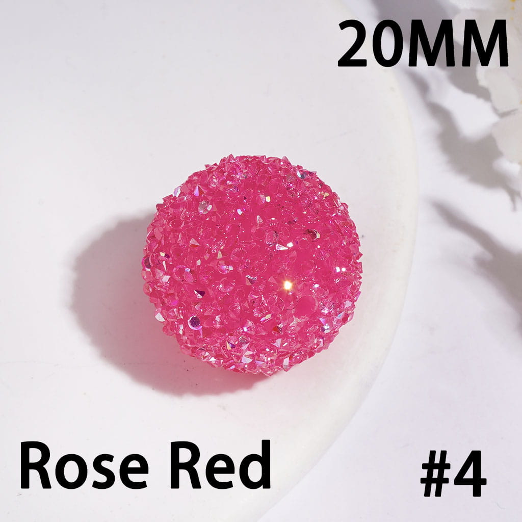 Hand-Made Acrylic Sugar Beads with Cone Shaped AB Rhinestones, 20MM Multi-Color