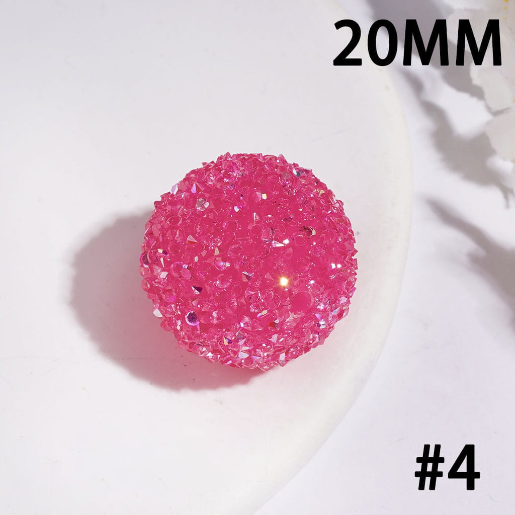 Hand-Made Acrylic Sugar Beads with Cone Shaped AB Rhinestones, Around 20MM Multi-Color