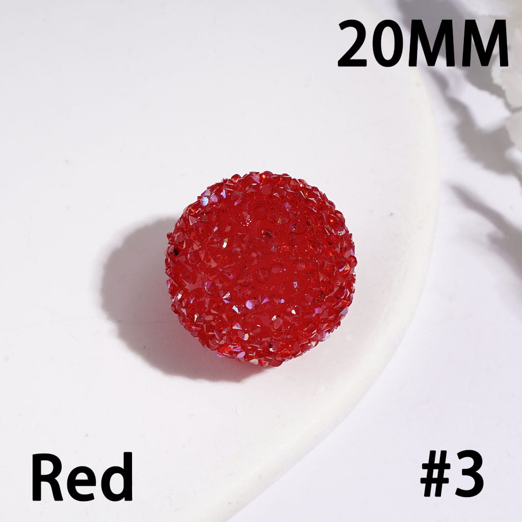 Hand-Made Acrylic Sugar Beads with Cone Shaped AB Rhinestones, 20MM Multi-Color