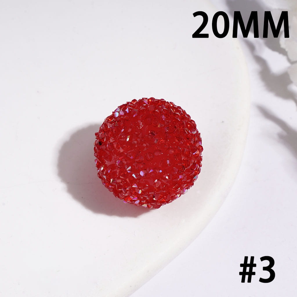 Hand-Made Acrylic Sugar Beads with Cone Shaped AB Rhinestones, Around 20MM Multi-Color