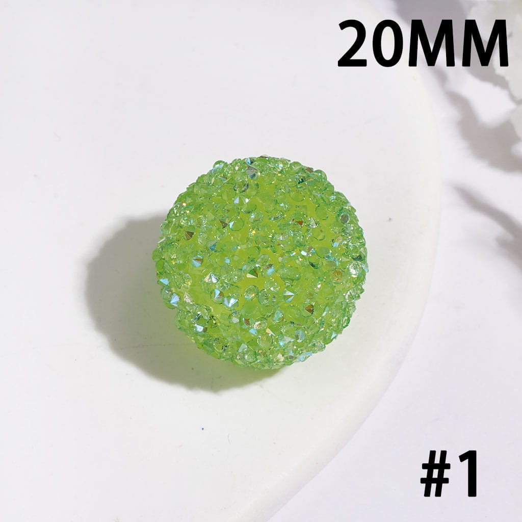 Hand-Made Acrylic Sugar Beads with Cone Shaped AB Rhinestones, Around 20MM Multi-Color
