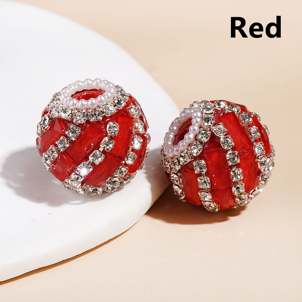 Handcrafted Acrylic Beads with Spiral Style Rectangle and Clear Rhinestone Chains, White Pearl Chains, Around 20MM, Fluorescence Color