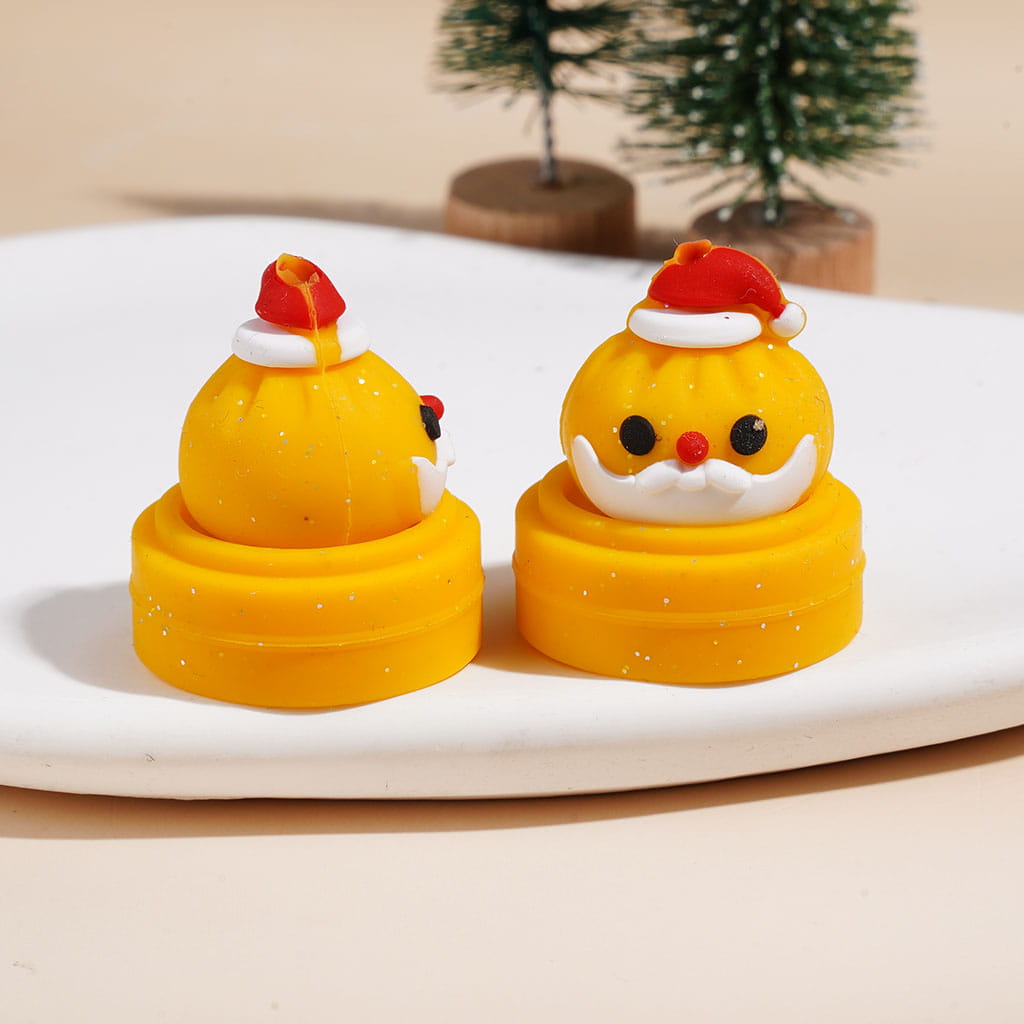 3D Christmas Dumpling and Steamer Basket with Silver Glitter Silicone Focal Beads, 23*25MM Multi-Color