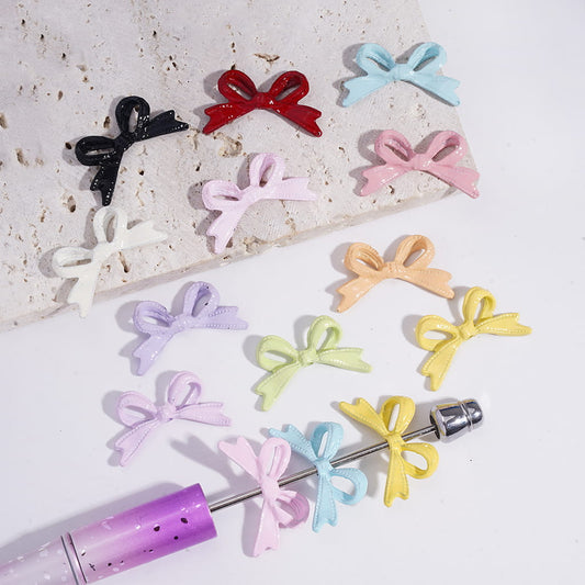 Multi-Color Metal Beads Mini Cute Bowtie Shape, Random Mix, 25 MM