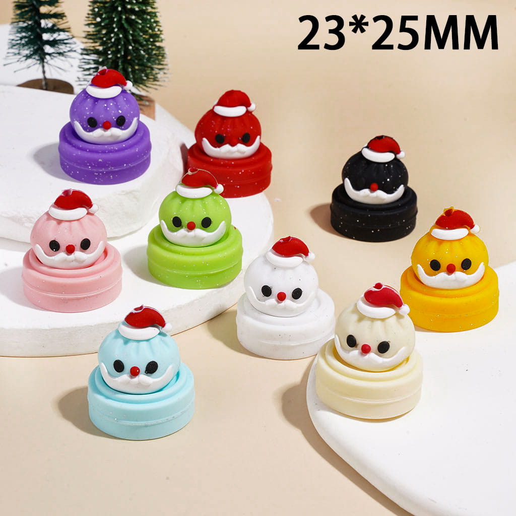 3D Christmas Dumpling and Steamer Basket with Silver Glitter Silicone Focal Beads, 23*25MM Multi-Color