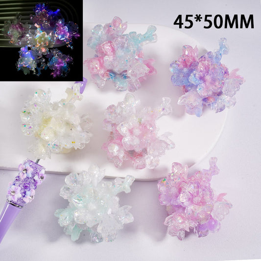 Clay Beads Luminous Shiny Plum Blossom Flower Multi-Color 45*50MM, Random Mix