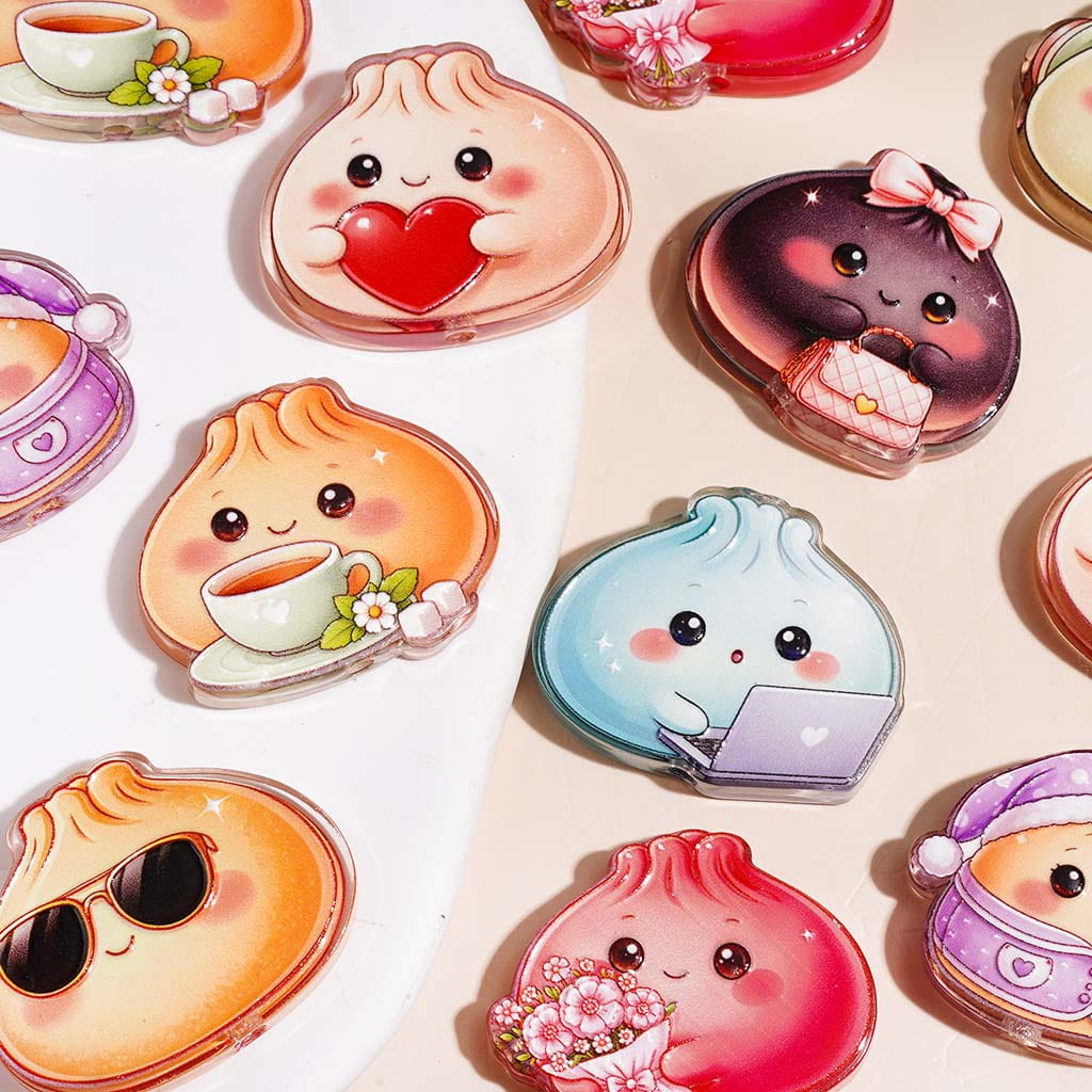 Acrylic Beads Cute Dumpling in Cartoon Style, Semi-Clear, Random Mix