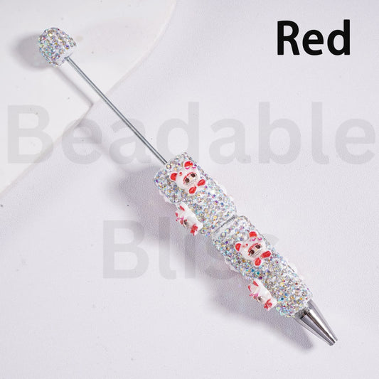 Decorative pen with red accents on a white background

