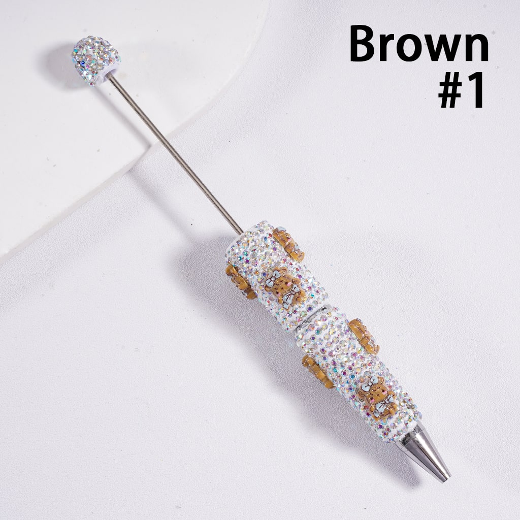 Beadable Clay Pen with AB Rhinestones Luminous  Cute Little Dolls