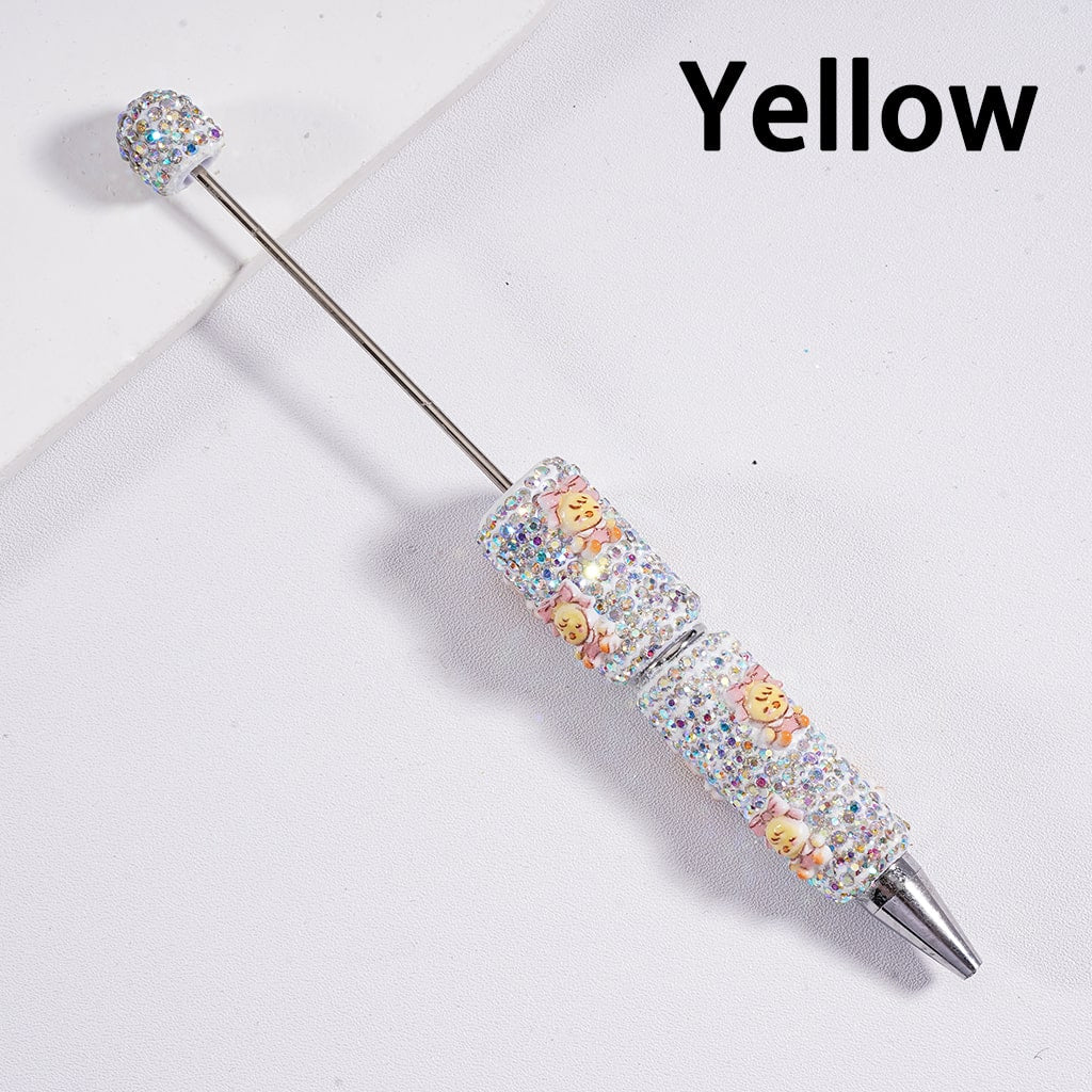 Beadable Clay Pen with AB Rhinestones Luminous  Cute Little Dolls