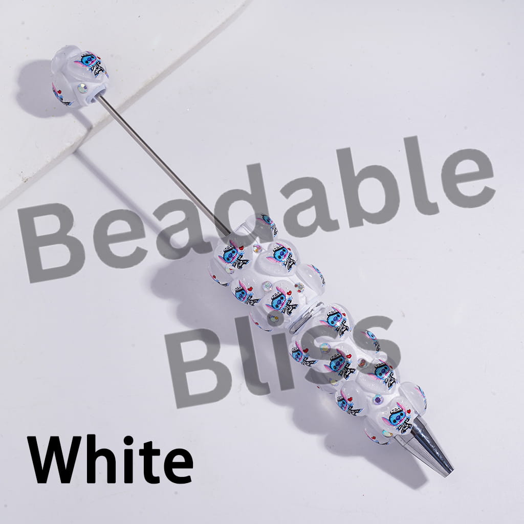 Beadable Clay Pens with Heart Blue Monster in Various Style and AB Rhinestones, Multi-Color