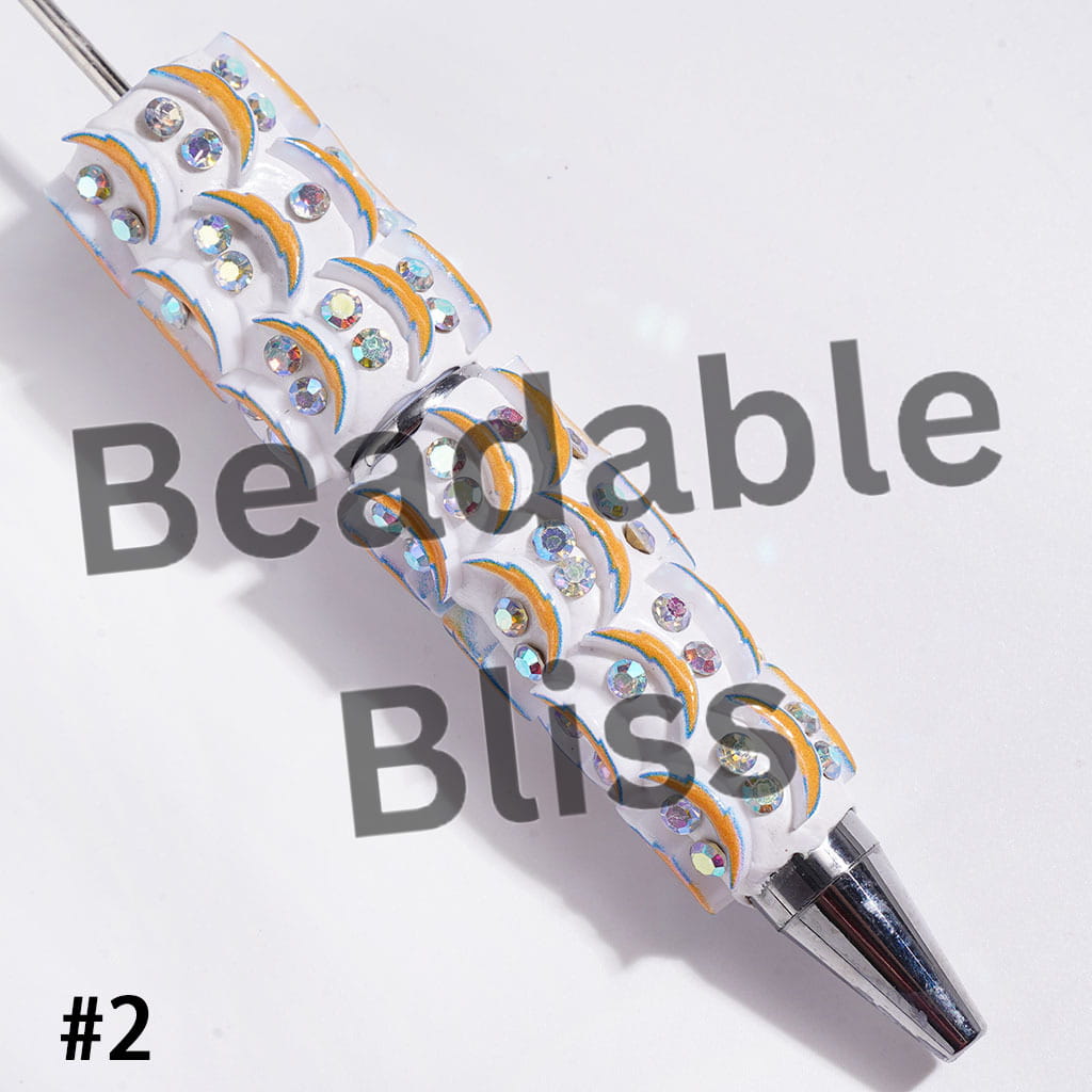 Beadable Clay Pens with American Football and NY Baseball Team, AB Rhinestones
