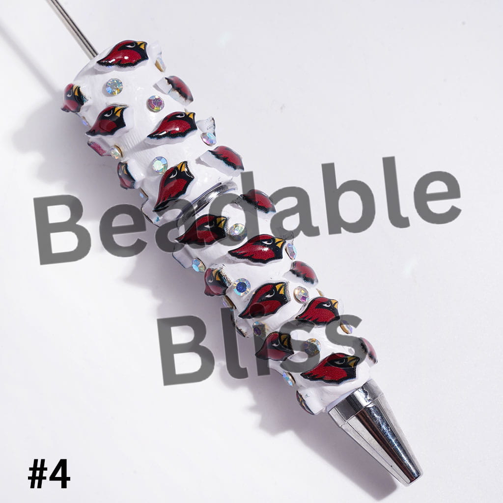 Beadable Clay Pens with American Football and NY Baseball Team, AB Rhinestones