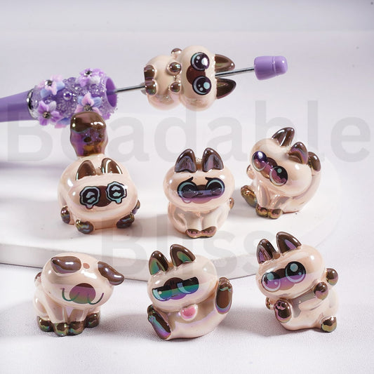 Acrylic Beads UV Coating Cute Nobek Heartwarmin Azukisa  Daily Life 3rd Series Cute Cat，Random Mix