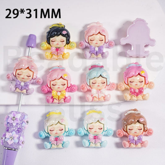 Acrylic Beads UV Coating Cute Girl Skullpand Series Pop Mar 29*31MM, Random Mix