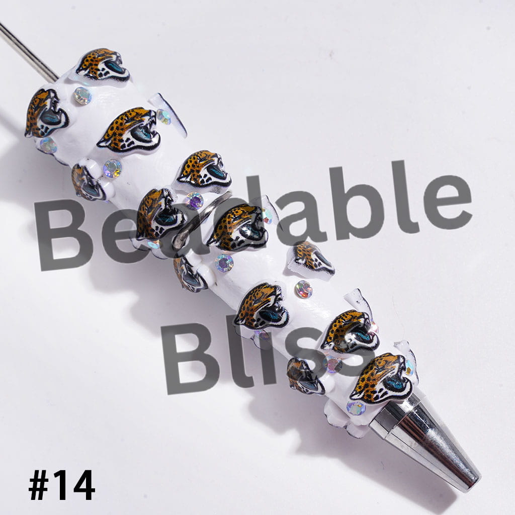 Beadable Clay Pens with American Football and NY Baseball Team, AB Rhinestones