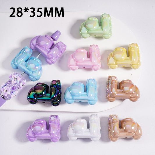 Acrylic Beads UV Coating Vivid Electric Bike Bicycle Multi-Color 28*35MM, Random Mix