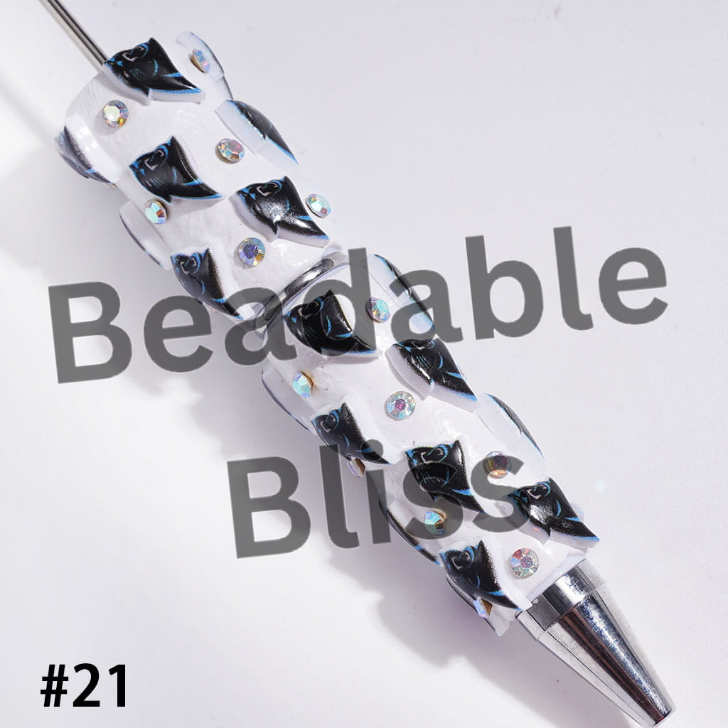 Beadable Clay Pens with American Football and NY Baseball Team, AB Rhinestones