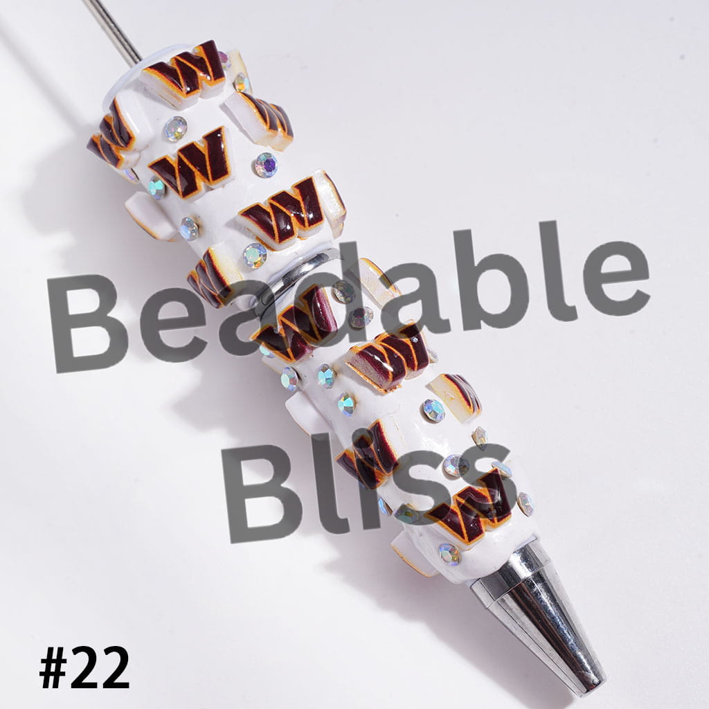 Beadable Clay Pens with American Football and NY Baseball Team, AB Rhinestones