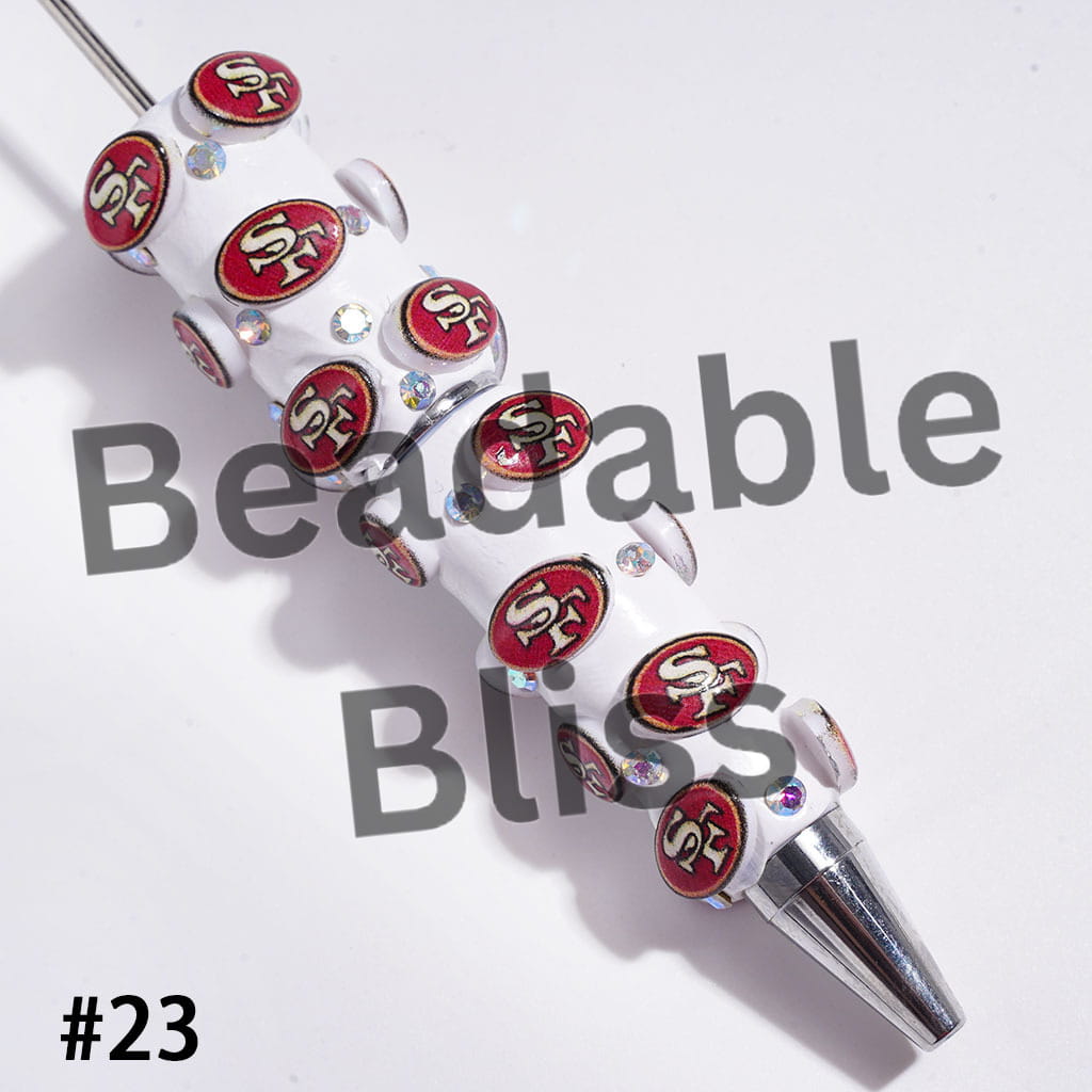 Beadable Clay Pens with American Football and NY Baseball Team, AB Rhinestones