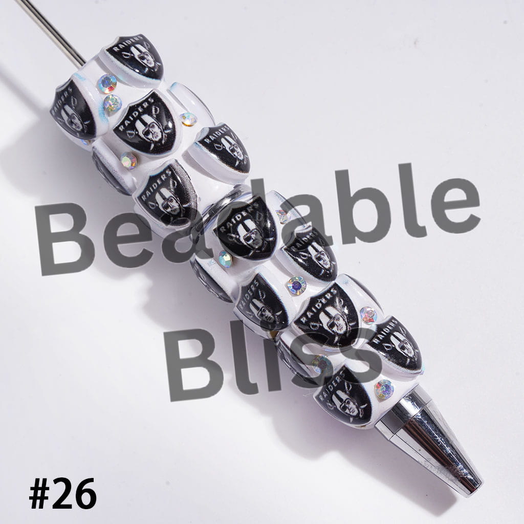 Beadable Clay Pens with American Football and NY Baseball Team, AB Rhinestones