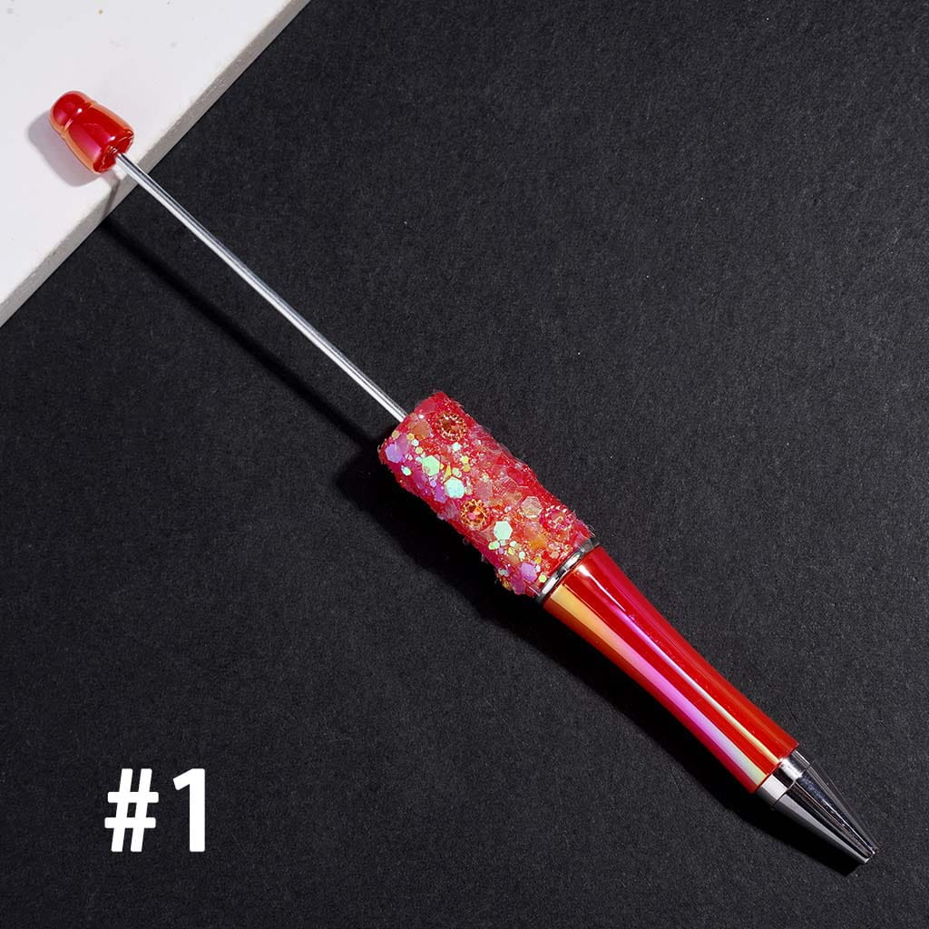 UV Coated Beadable Pens with Shiny Sequin and Cone Shaped Hat Decoration, Multi-Color