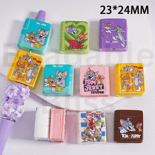 Acrylic Beads Mini Cute To & Jerr Series Books Multi-Color 23*24MM, Random Mix