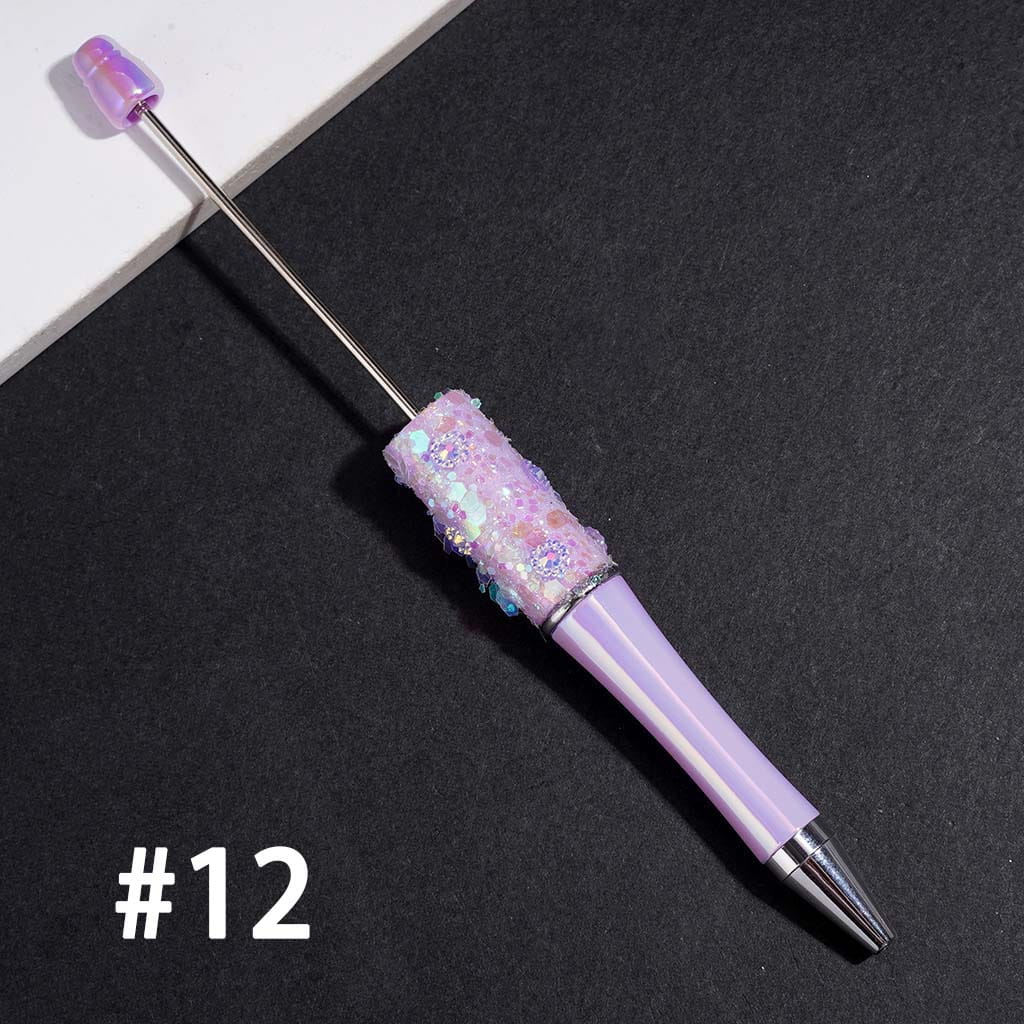 UV Coated Beadable Pens with Shiny Sequin and Cone Shaped Hat Decoration, Multi-Color