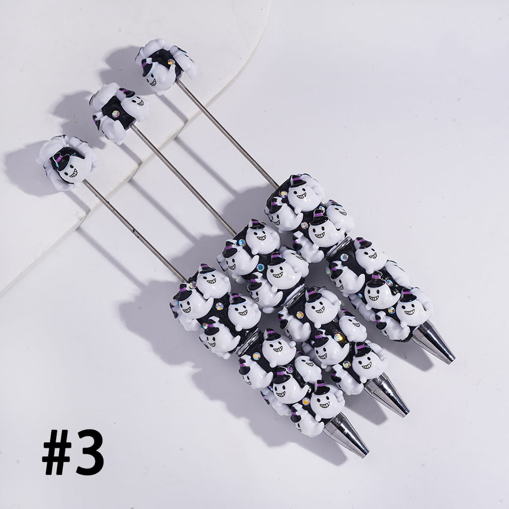 Beadable Clay Pens with Halloween Series Ornament in Various Style and AB Rhinestones