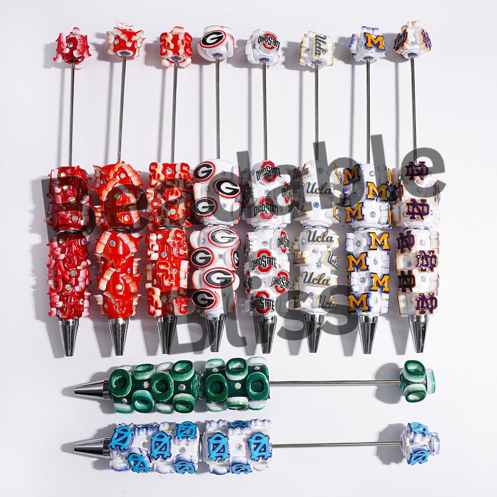 Beadable Clay Pens with American College Football Team Series, AB Rhinestones