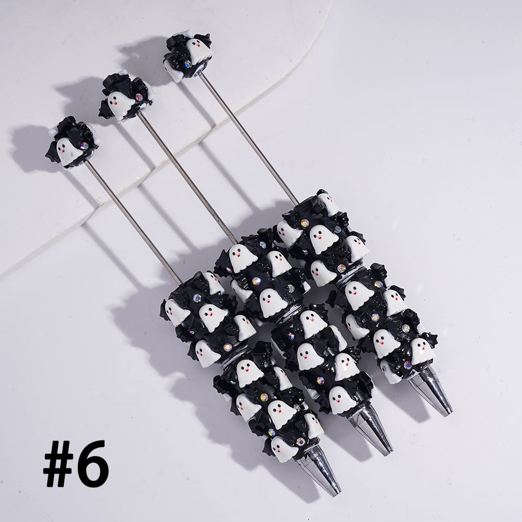 Beadable Clay Pens with Halloween Series Ornament in Various Style and AB Rhinestones