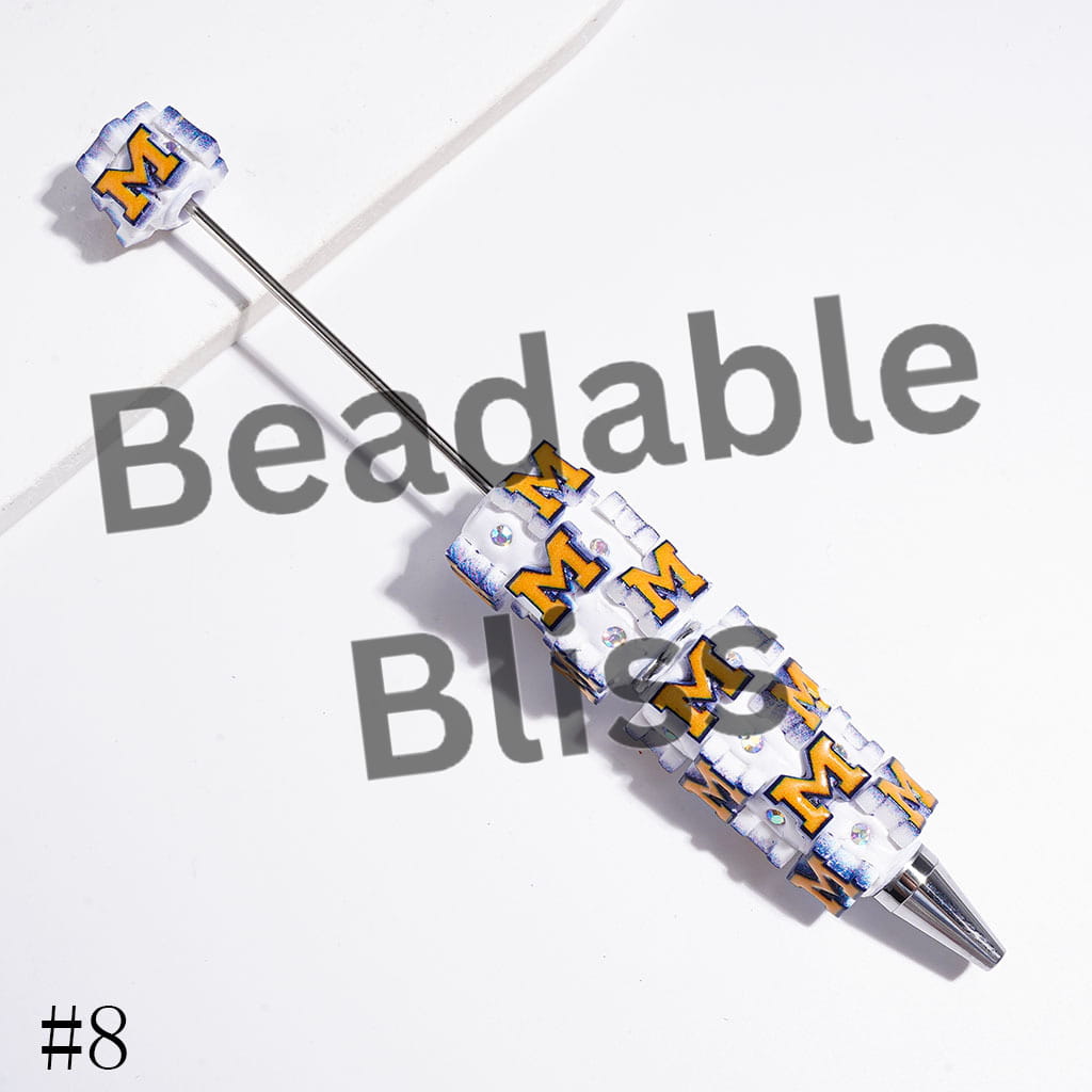 Beadable Clay Pens with American College Football Team Series, AB Rhinestones